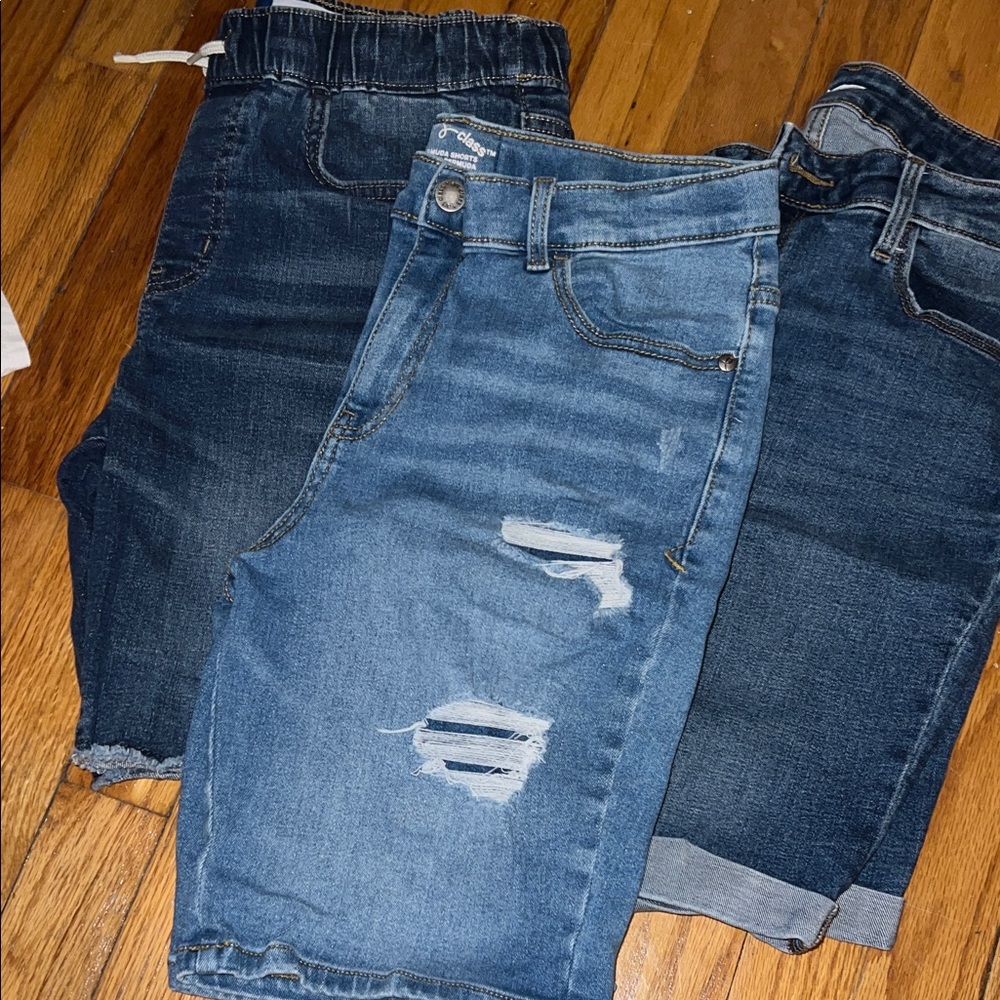Boys Distressed Blue Denim Shorts x3